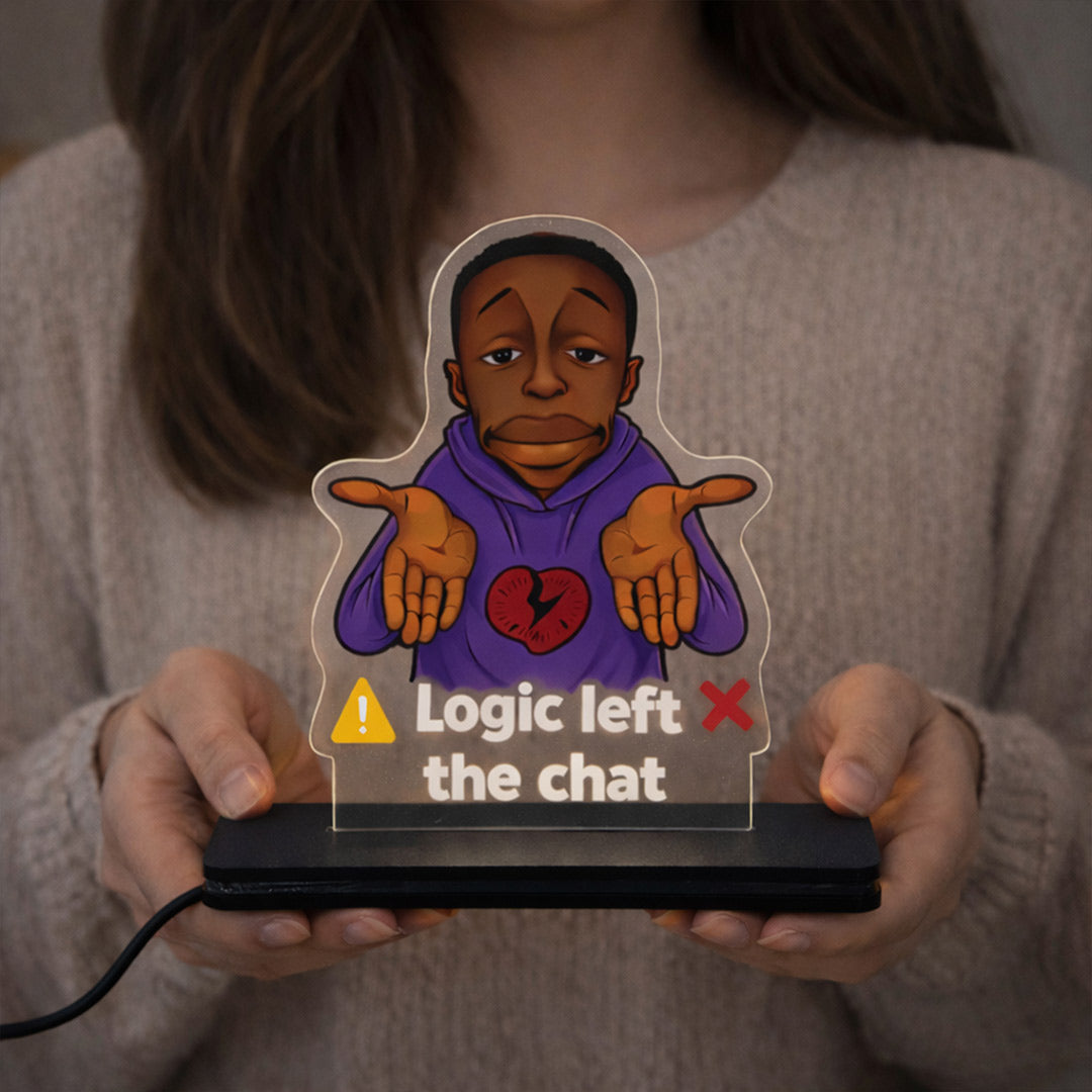 Logic Left The Chat LED Acrylic Lamp – Funny Meme Table Decor (7x5 Inch) | Love Craft Gifts