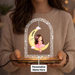Personalized Moon Girl LED Acrylic Lamp with Custom Name for Kids Room Décor & Birthday Gift 6.5x6" | Love Craft Gifts™
