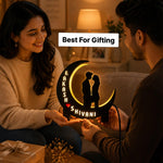 Personalized Couple Moon LED Lamp with Custom Names Romantic Night Light Gift 9x6" | Love Craft Gifts™