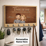 Personalized “This Is Us” Wooden Key Holder – Custom Couple Name Wall Key Hanger (10x6 Inch) | Love Craft Gifts
