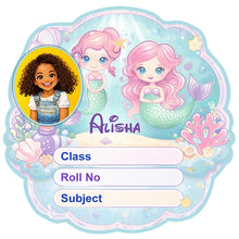 Personalized Cute Mermaid Ocean Kids Name Slips (2x3 Inch, 24 Stickers)