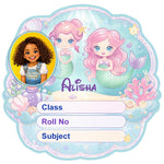 Personalized Cute Mermaid Ocean Kids Name Slips (2x3 Inch, 28 Stickers) – Custom Name & Photo School Labels | Love Craft Gifts