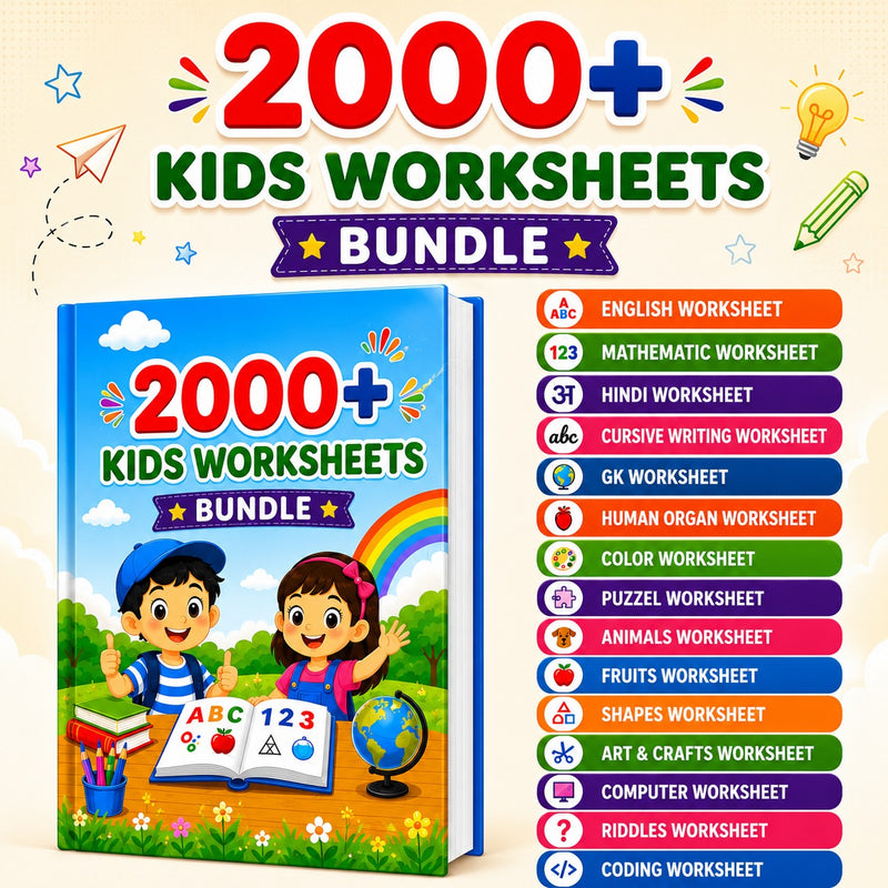 Online Worksheet For Kids Early Learning- Brain & Fun Activities Bundle (3 to 8 years)