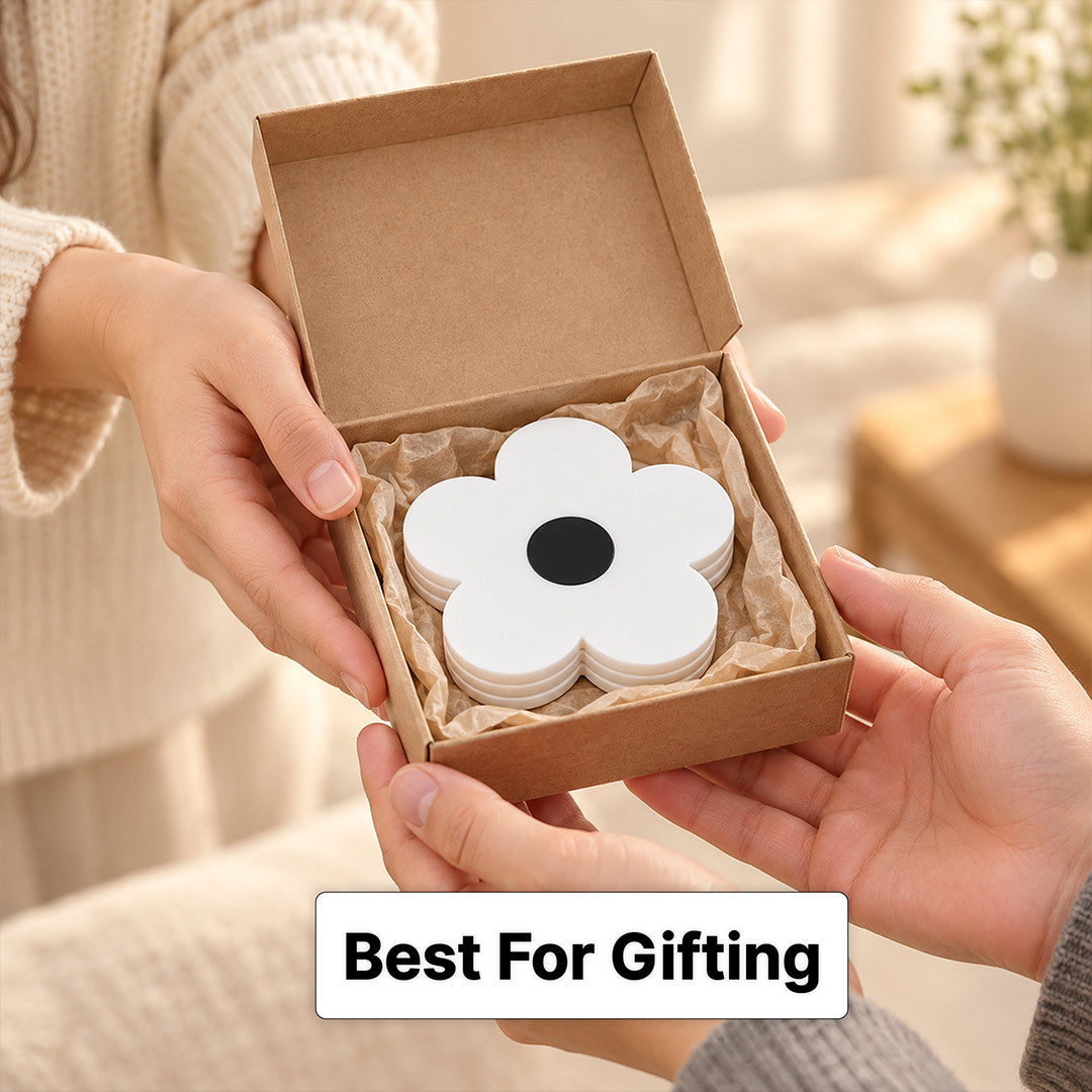 White Acrylic Flower Shaped Coaster Set | Love Craft Gifts™