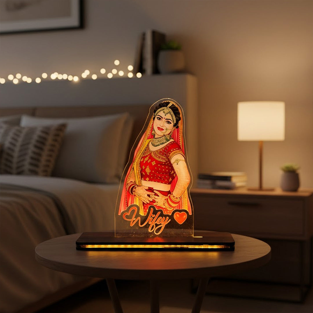 Personalized Wifey Acrylic Photo Lamp (5×7 Inch) | Love Craft Gifts