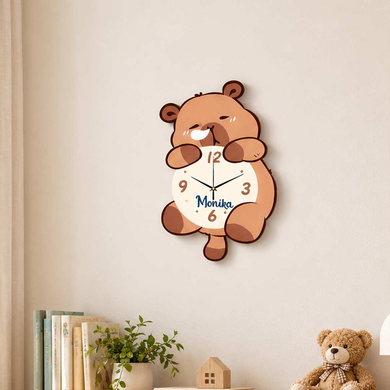 Wooden Cartoon Kids Wall Clock 8×10" | Nursery Décor | Love Craft Gifts™