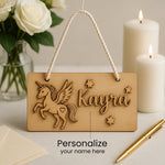 DIY Wooden Nameplate for Kids – Astronaut & Unicorn (4x8") | Love Craft Gifts