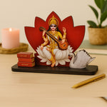 Wooden Goddess Saraswati Idol on Lotus – Study Table Decorative Frame | Love Craft Gifts