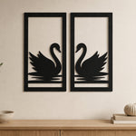 Wooden Swan Couple Wall Decor 12x12" | Black 2 Piece Love Theme Wall Art Set | Love Craft Gifts™