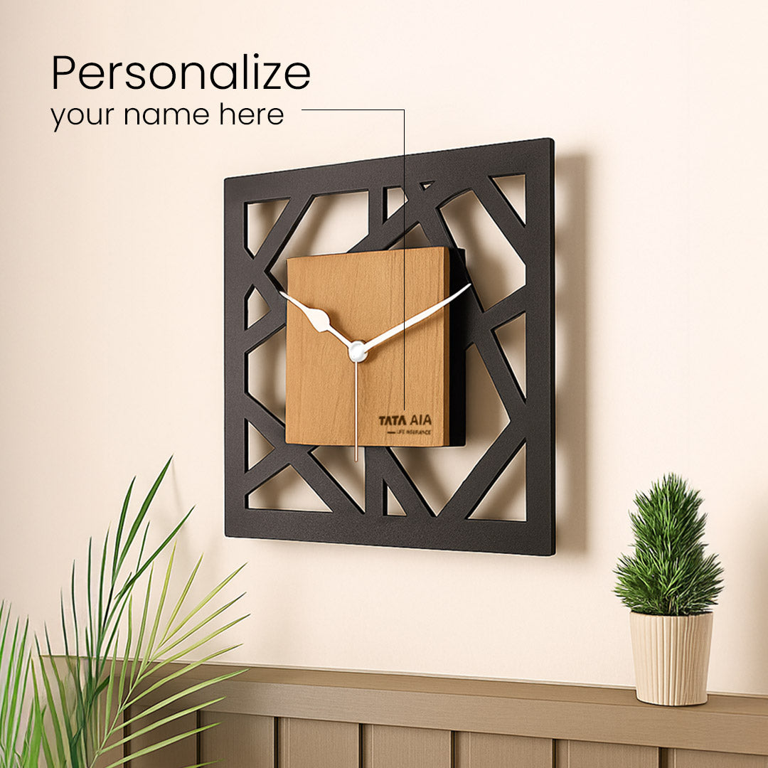 Personalized Geometric Wooden Wall Clock | Love Craft Gifts