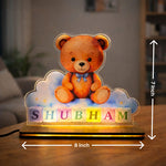 Personalized Teddy Name LED Acrylic Lamp – Custom Kids Night Light (7x5 Inch) | Love Craft Gifts