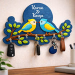 Personalized Birds Wooden Key Holder Wall Hanger with Names – Custom 3D Decorative Key Rack (10 x 6 Inch) | Love Craft Gifts