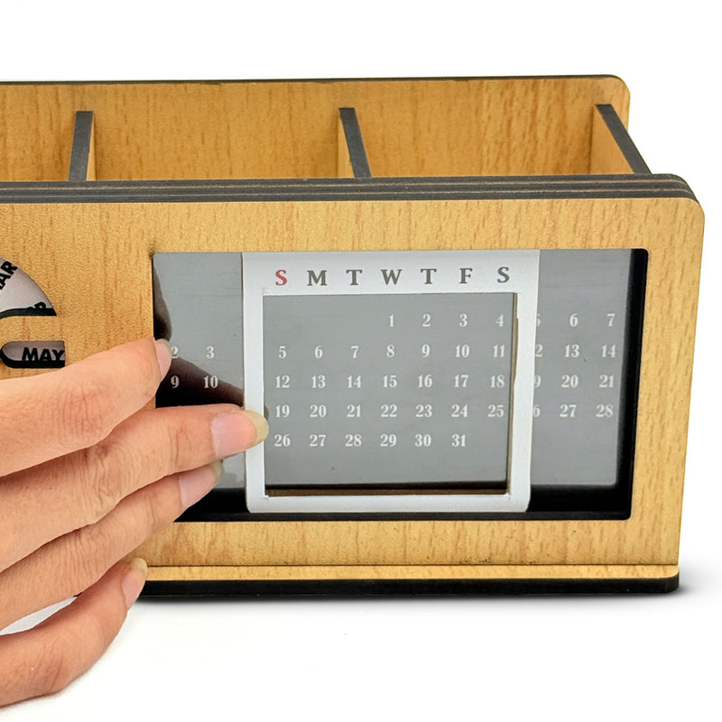 Personalized Wooden Perpetual Desk Calendar with Rotating Date Display | 8x3.5 Inch | Love Craft Gifts