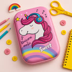 Personalized Unicorn Music Pencil Case with Name – Zipper Pouch for Kids | Love Craft Gifts