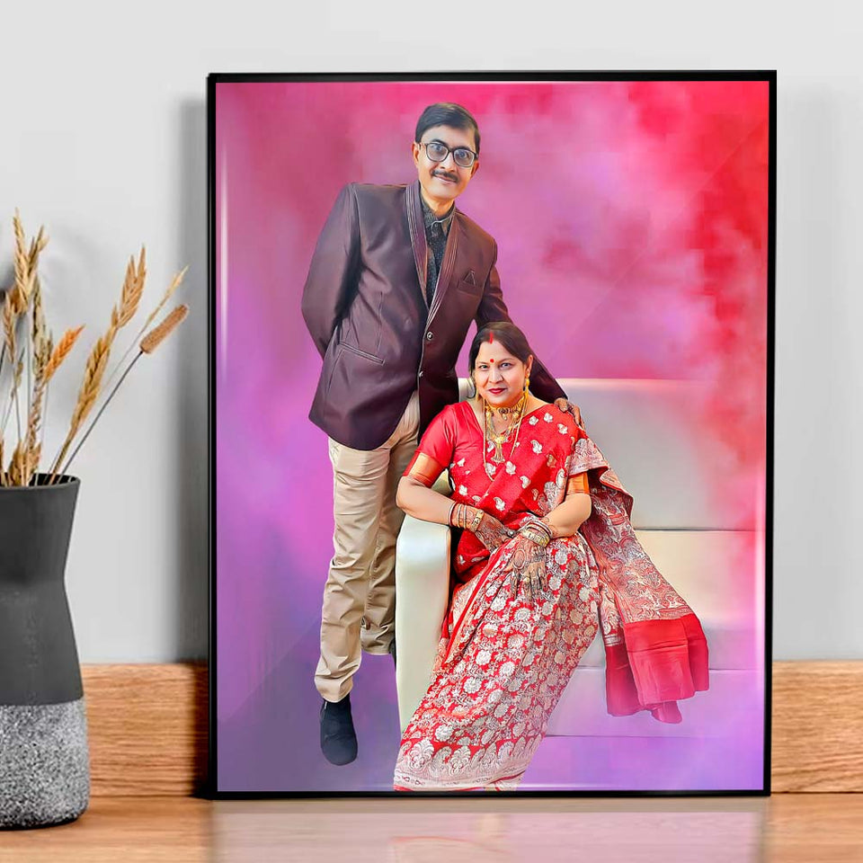 Digital Acrylic Oil Painting For Mom-Dad