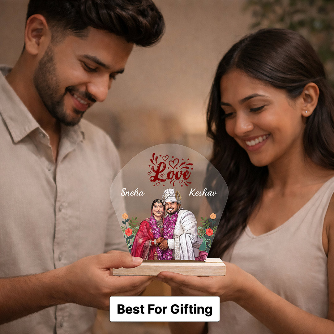 Wedding Special Personalized Acrylic LED Couple Frame (6x8 Inch) – Custom Photo Romantic Night Lamp | Love Craft Gifts
