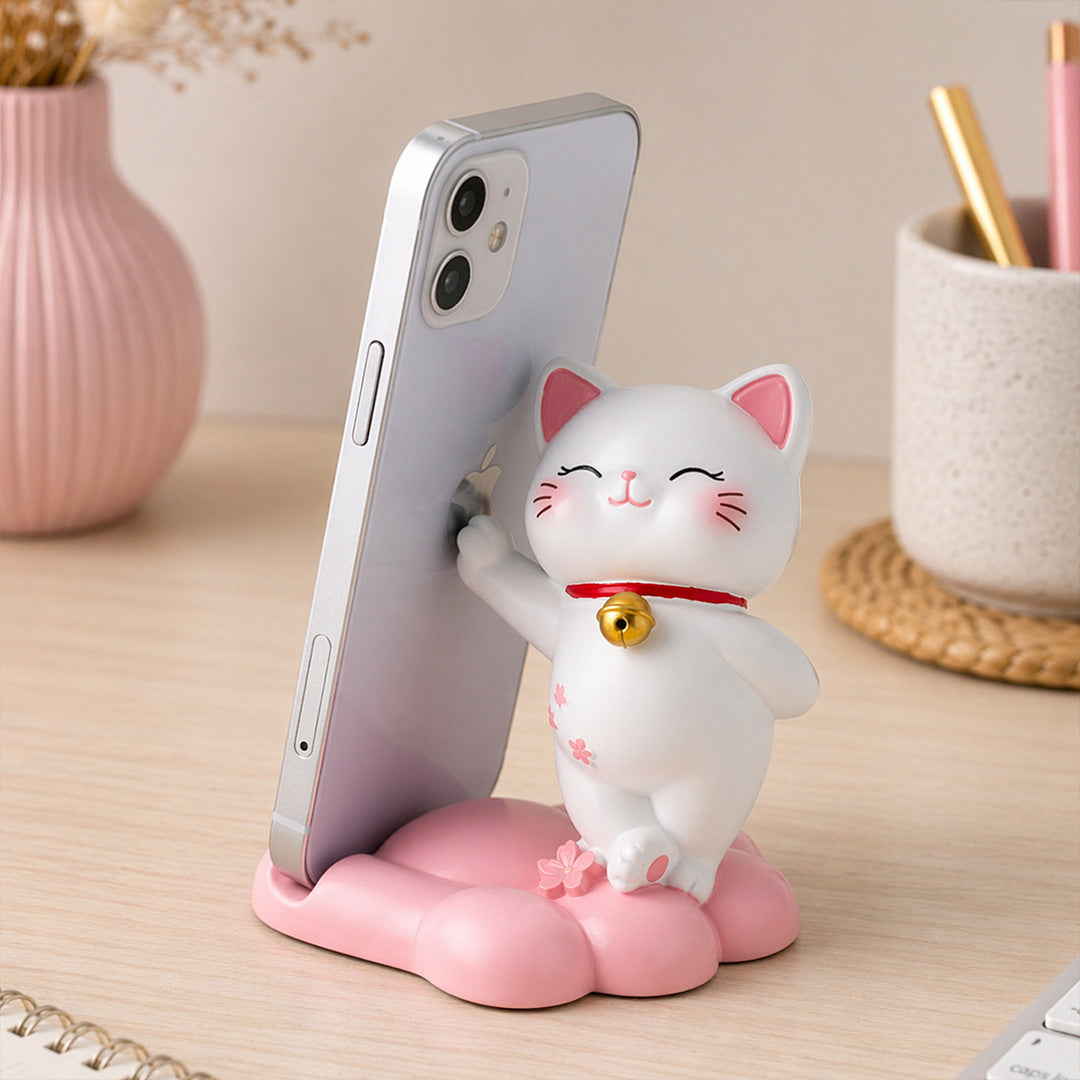 Cute Lucky Cat Mobile Stand Holder (Standard Size) – Adorable Desk Decor Phone Stand Gift | Love Craft Gifts™