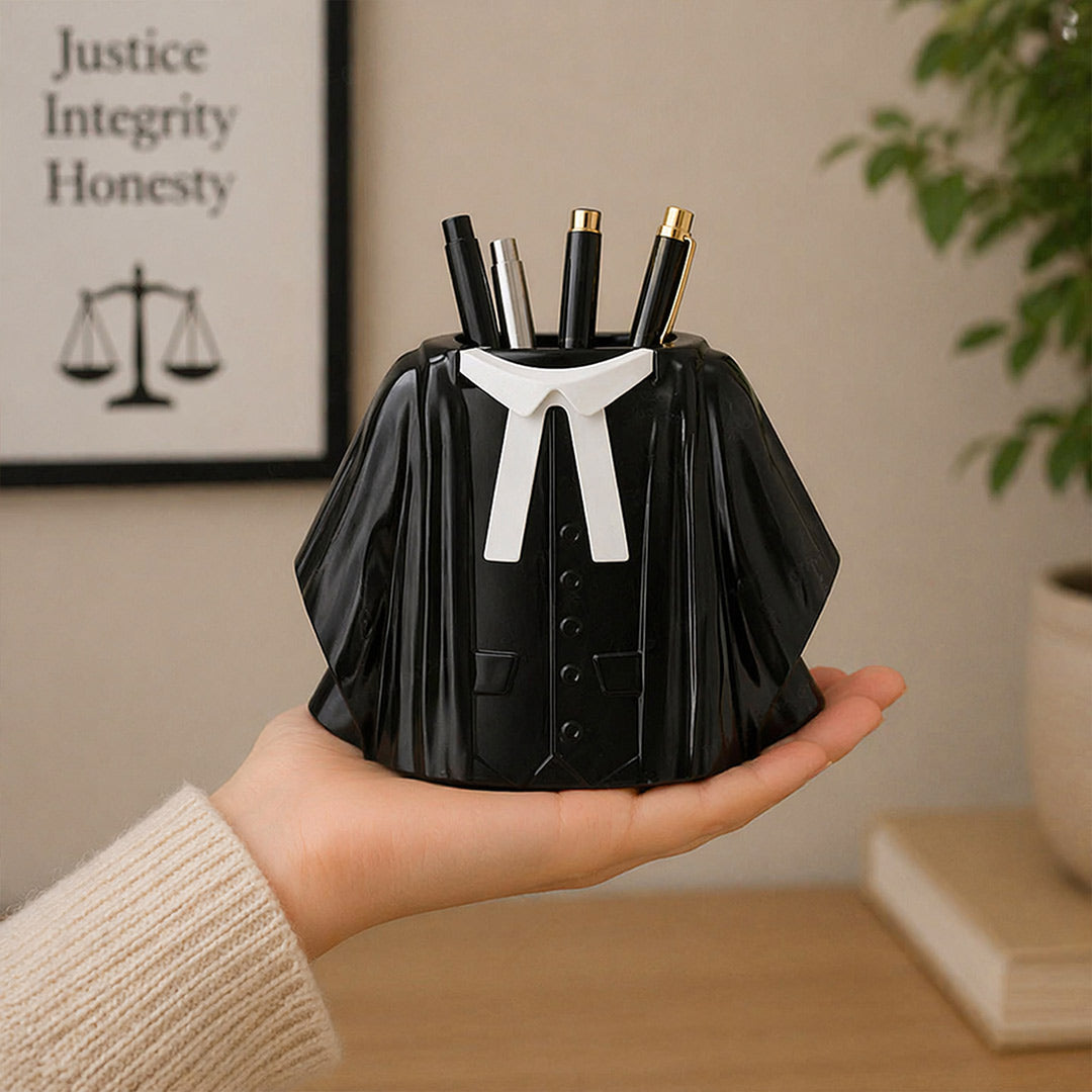 Personalized Lawyer Coat Pen Stand (Standard Size) – Custom Name Desk Organizer Gift | Love Craft Gifts™