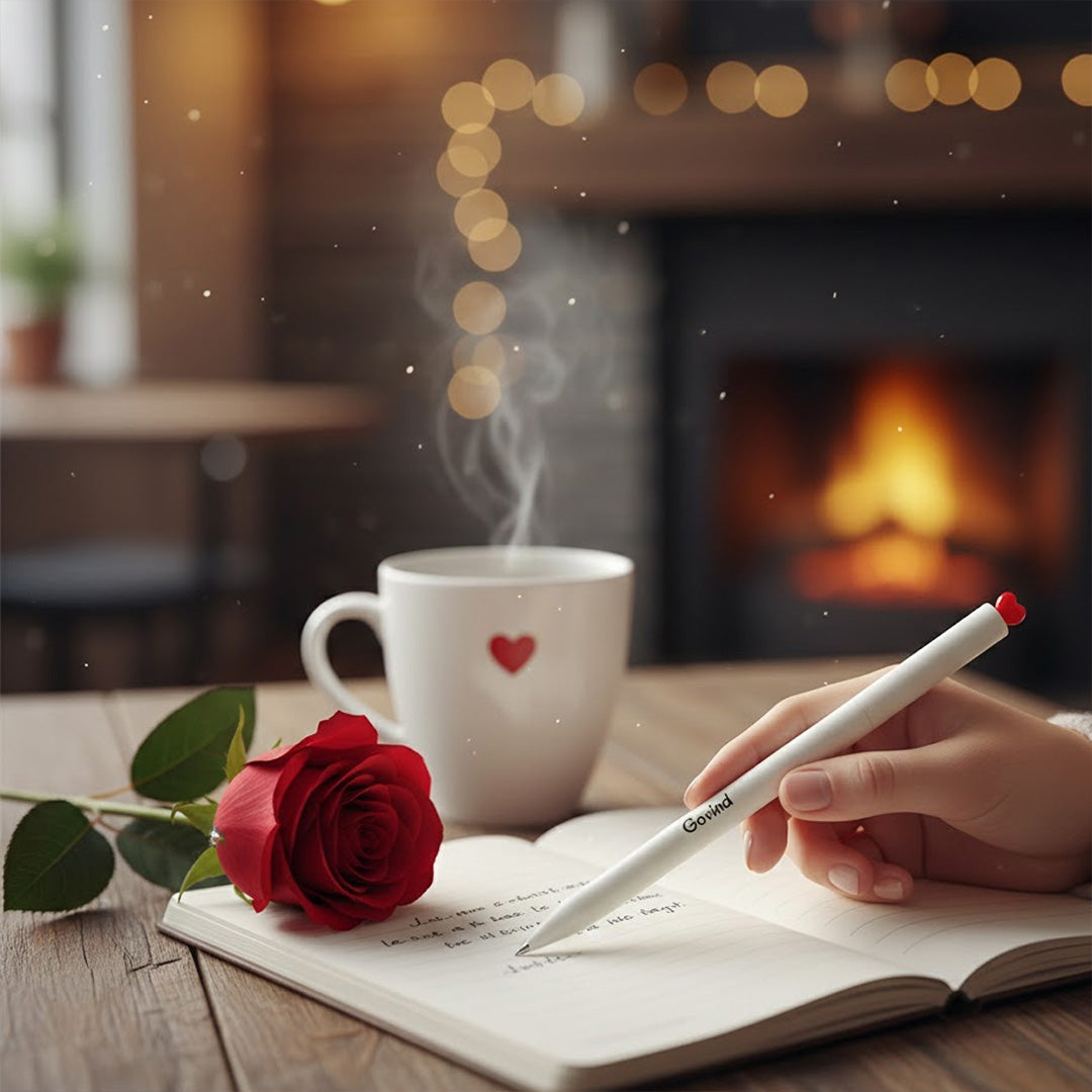 Kaco First Roller Heart Pen – Twist Reveal Black Ink Roller Pen with 2 Refills | Love Craft Gifts