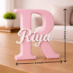 Personalized Alphabet Name Stand for Girls (6.5x6.5 Inch) Custom Initial Letter Plastic Table Top Décor with Name | Love Craft Gifts