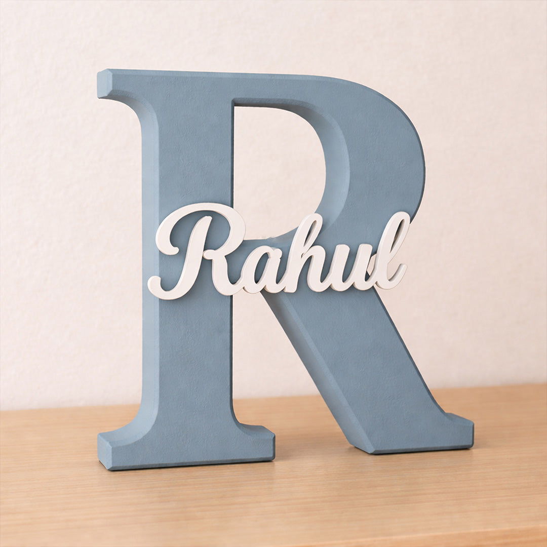 Personalized Alphabet Name Stand (6.5x6.5 Inch) Custom Initial Letter Plastic Table Top Décor with Name | Love Craft Gifts
