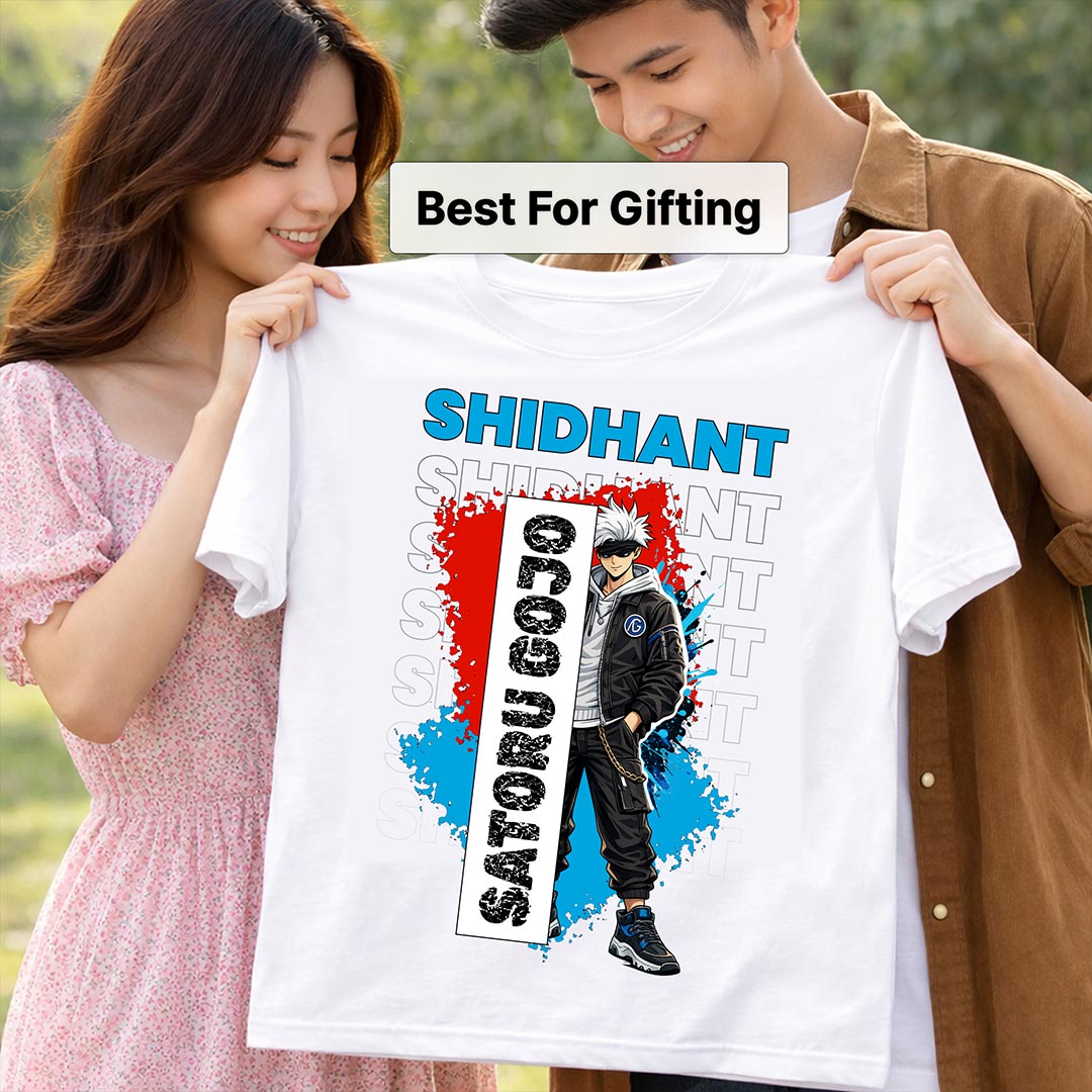 Personalized Street Anime Name T-Shirt for Men & Women – Custom Printed White Graphic Tee | Love Craft Gifts