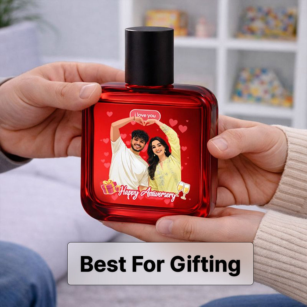 Personalized Happy Anniversary Perfume Bottle – Custom Photo & Name | Wild Stone Ultra Sensual 100ml | Love Craft Gifts