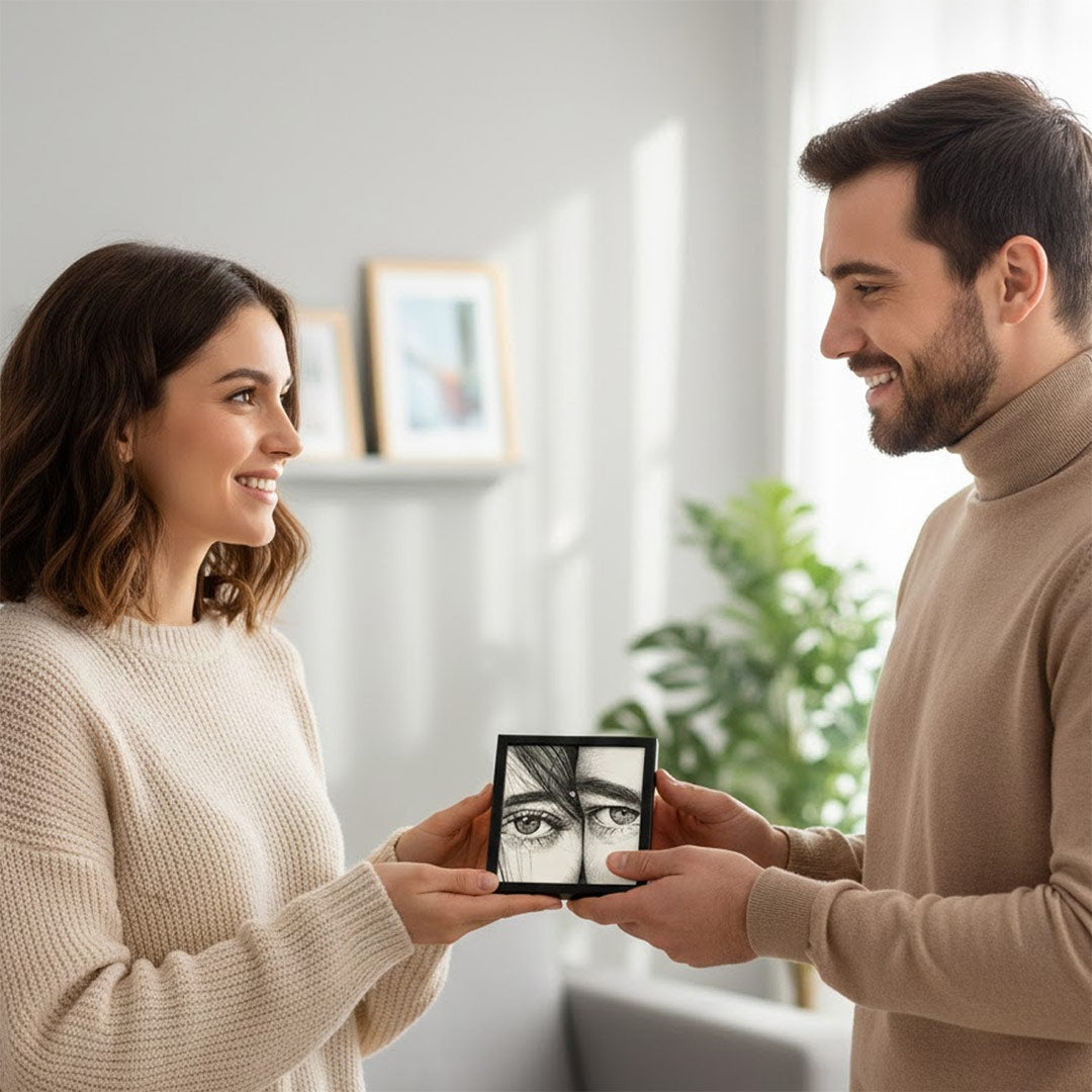 Personalized Pencil Sketch Eye Portrait Mini Wall Frame (4×4 Inch) | Love Craft Gifts