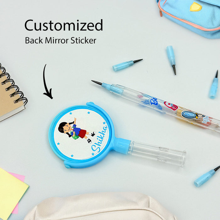 Personalized Kids Pencil With Topper Mirror - Set of 5 Pencil