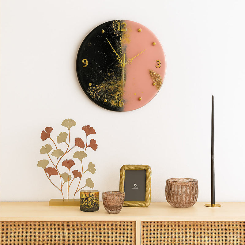 Pink & Black Dual-Tone Resin Wall Clock