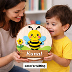 Personalized Kids Bee Name Wooden Door Sign Cute Cartoon Wall Decor 10x10" | Love Craft Gifts