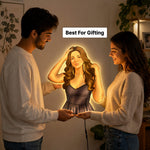 Personalized AI Cartoon Wooden 3D LED Photo Cutout Gift for Her (20 x 24 Inch) – Custom Photo LED Lamp for Birthday, Girlfriend & Special Gifts | Love Craft Gifts™