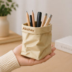 Personalized Zen Desk Organizer Pouch with Custom Name – Minimalist Premium Plastic Holder (Standard Gift Size) | Love Craft Gifts™