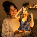 Personalized AI Cartoon Wooden 3D LED Photo Cutout Gift for Her (20 x 24 Inch) – Custom Photo LED Lamp for Birthday, Girlfriend & Special Gifts | Love Craft Gifts™