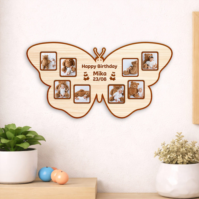 Personalized Butterfly Wooden Photo Frame (15x8 Inch) – Custom Name & Photo Birthday Gift | Love Craft Gifts™