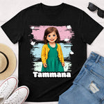 Personalized Cute Girl Photo T-Shirt – Custom Name & Picture Printed Black Tee for Girls | Love Craft Gifts