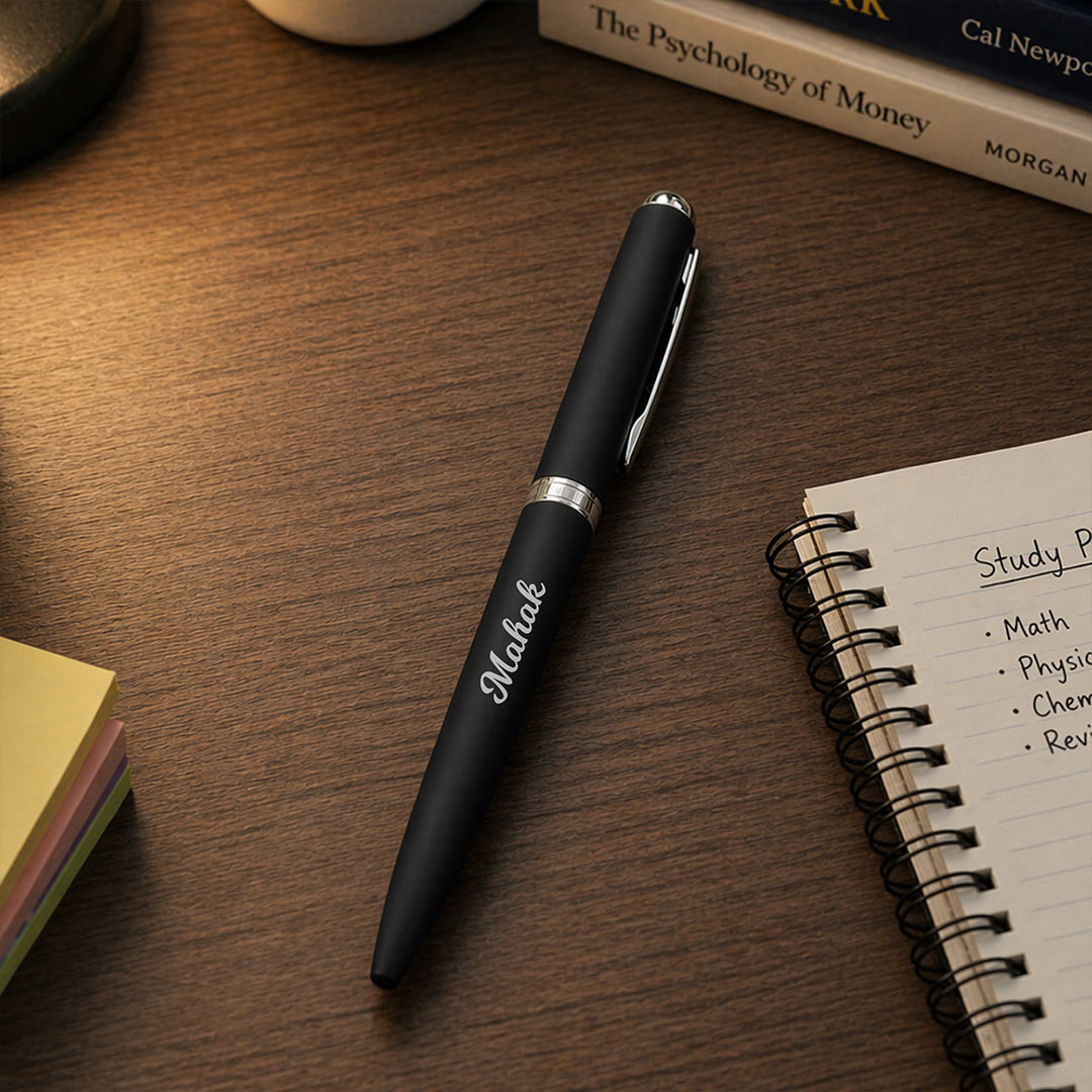 Personalized Matte Black Pen (Standard Size) – Elegant Custom Name Writing Gift for Professionals | Love Craft Gifts™