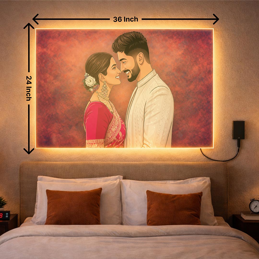 Personalized LED Acrylic Wall Couple Cartoon Frame (24x36")
