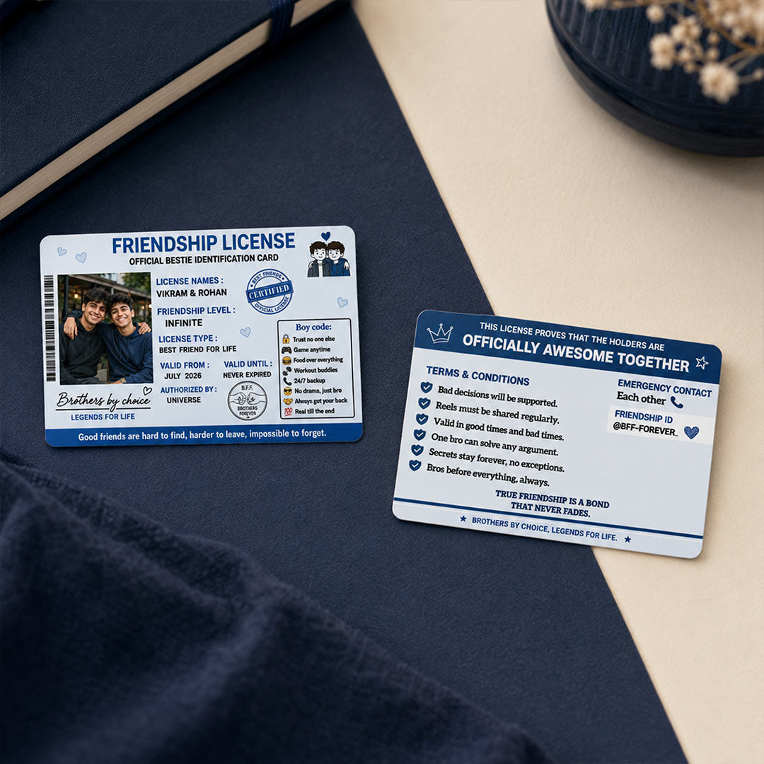 Personalized Friendship License Photo Card | Bestie for Life Keepsake Gift | Love Craft Gifts™
