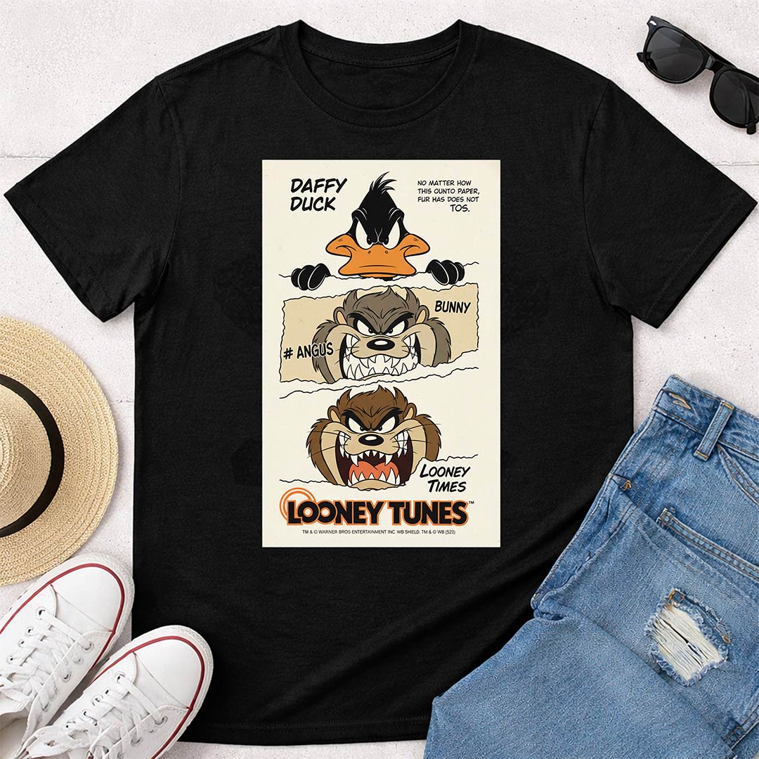 Looney Tunes Graphic Print Black T-Shirt – Unisex Cartoon Style Tee | Love Craft Gifts
