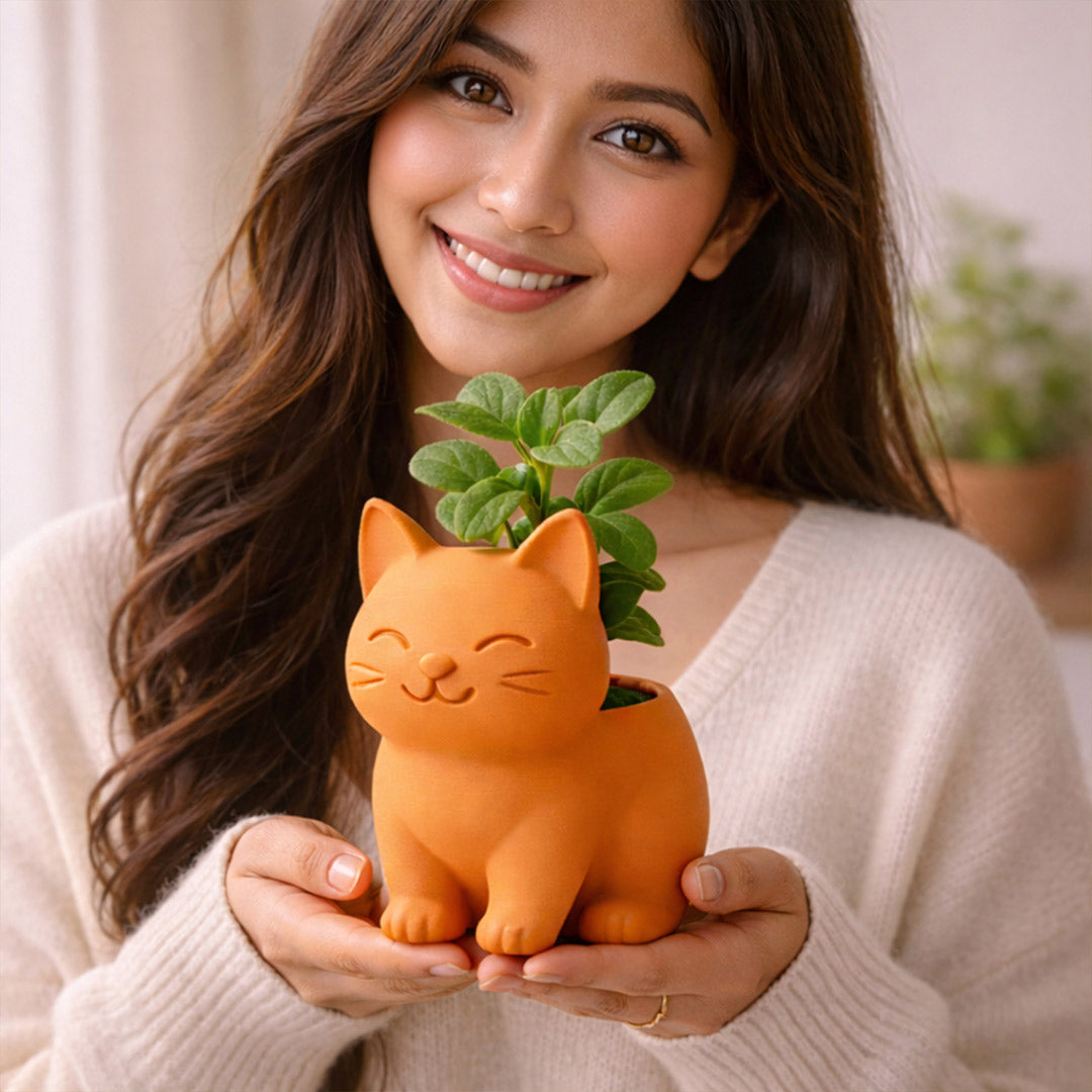 Personalized Cute Cat Planter – Custom Name Plant Pot Gift for Home Decor | Love Craft Gifts™