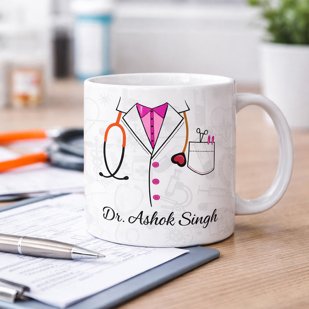 Personalized Doctor Theme Coffee Mug Custom Name Medical Gift Ceramic Cup 350ml | Love Craft Gifts