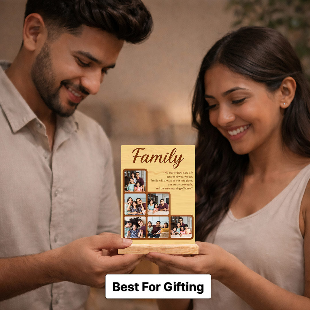 Personalized Family Photo Wooden Plaque with Custom Pictures & Quote | Emotional Keepsake Gift for Parents & Family - 8x6" | Love Craft Gifts™
