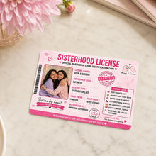 Personalized Sisterhood License Photo Card | Sister for Life Keepsake Gift | Love Craft Gifts™