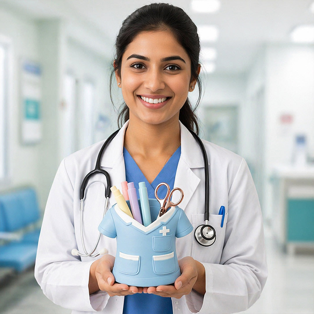 Premium Medical Scrub Design Pen Stand – Personalized 3D Printed Doctor & Nurse Desk Organizer Gift (Plastic) | Love Craft Gifts™