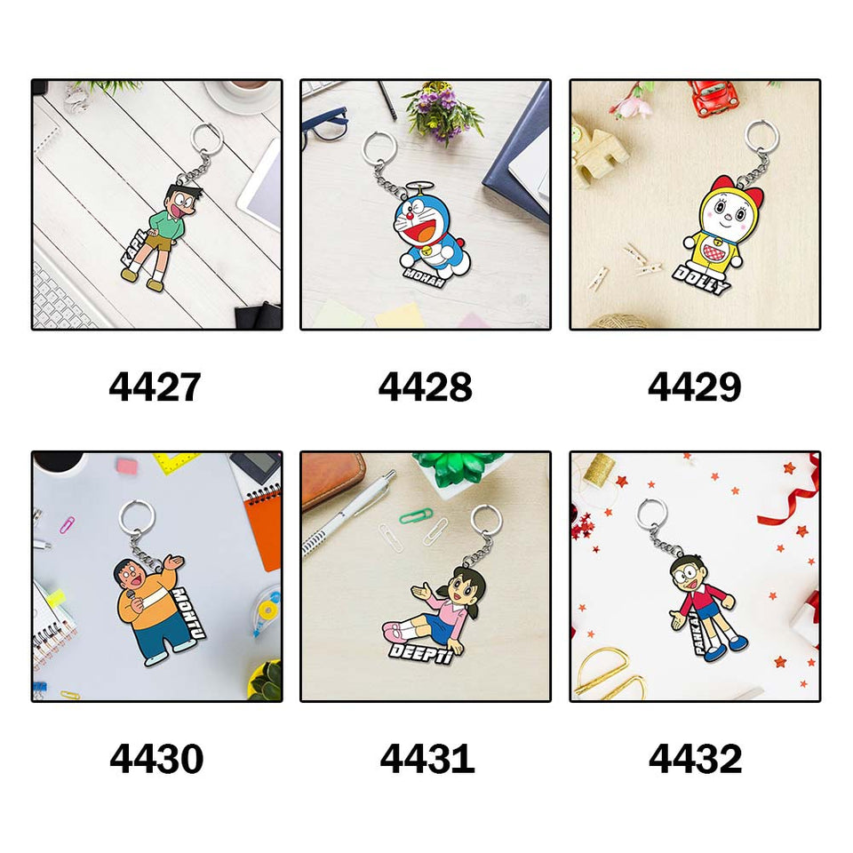 Doraemon Characters Keychain Or Keyrings With Name | Love Craft Gifts