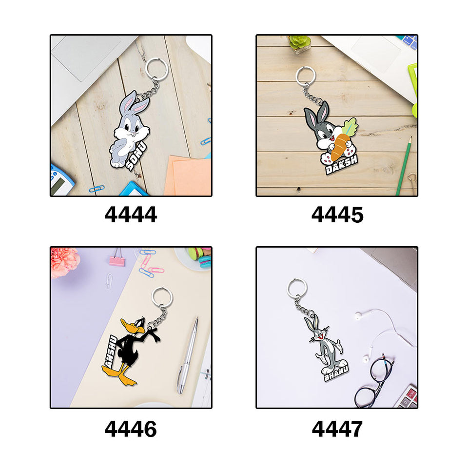 Cute Cartoon Rabbit Keychain With Name: Rabbit Keyrings | Love Craft Gifts