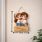 Personalized Couple Cartoon Hanging Frame – Custom Name Romantic Wall Décor (9×12 Inch) | Love Craft Gifts