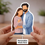 Personalized Couple Cartoon Wooden Table Stand Custom Photo Cutout Romantic Gift 6x8" | Love Craft Gifts