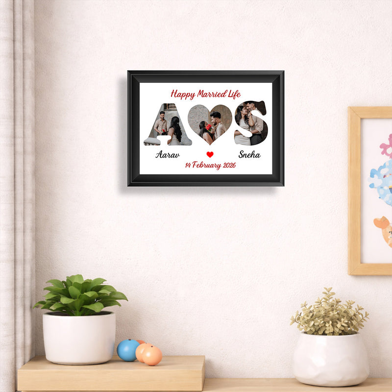 Personalized LOVE Photo Frame with Name & Date Customization 12x8 Inch | Love Craft Gifts